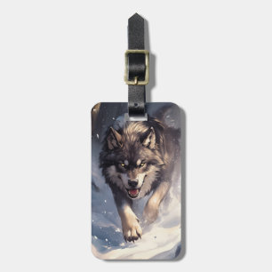 Etiqueta De Bagagem Lobo no inverno