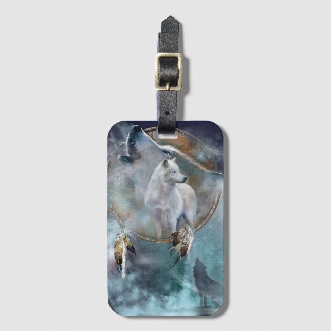 Etiqueta De Bagagem Lobos e Dreamcatcher (Frente Vertical)