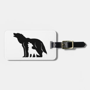 Etiqueta De Bagagem Lobos Negro e Branco