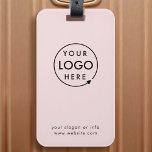 Etiqueta De Bagagem Logotipo comercial | Viagem Promocional de cor-de-<br><div class="desc">Um simples modelo de etiqueta de bagagem de negócios cor-de-rosa e embebido em um estilo moderno minimalista que pode ser facilmente atualizado com o logotipo,  o slogan e os detalhes comerciais da sua empresa. #luggagetag #logo #negócio #viagem</div>