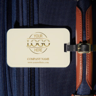 Etiqueta De Bagagem Logotipo Corporativo Elegante Bege Dourado Empresa