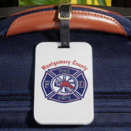 Etiqueta De Bagagem Logotipo de Crachá do Bombeiro Azul Personalizado