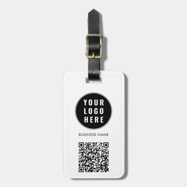 Etiqueta De Bagagem Logotipo de Negócios de Código QR Minimalista (Frente Vertical)