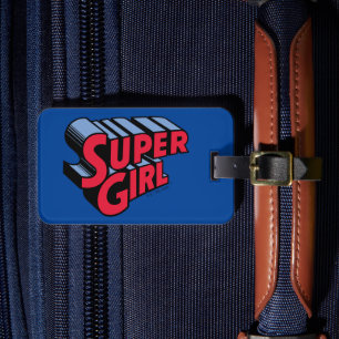 Etiqueta De Bagagem Logotipo de nome empilhado da Supergirl vermelha e