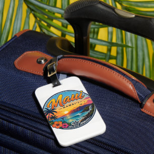 Etiqueta De Bagagem Logotipo de Viagem Retro Maui Havaí