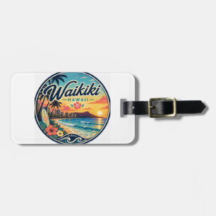 Etiqueta De Bagagem Logotipo de Viagem Retro Waikīkī Hawaii