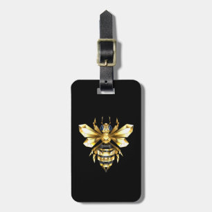 Etiqueta De Bagagem Logotipo Faux Gold Foil Polygonal da Abelha em Pre