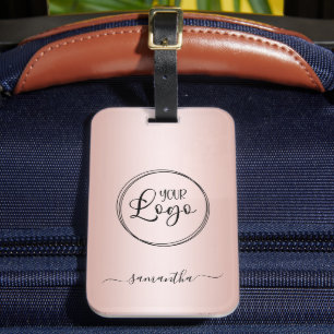Etiqueta De Bagagem Logotipo Gradiente Rosa Dourado Minimalista Modern