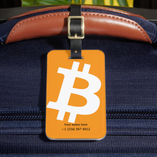 Etiqueta De Bagagem Logotipo Laranja Bitmoney Personalizado Trendy