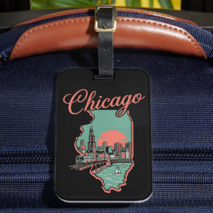 Etiqueta De Bagagem Logotipo Minimalista da Cidade de Chicago Illinois