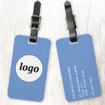 Etiqueta De Bagagem Logotipo Minimizado Promocional Azul Marca comerci<br><div class="desc">Design de logotipo simples para sua empresa. Substitua o logotipo e os detalhes por você e altere a cor de fundo na ferramenta design para personalizar. Ideal como um item de promocional para fornecer a clientes,  clientes e funcionários,  e para viagens de negócios e apresentações comerciais.</div>