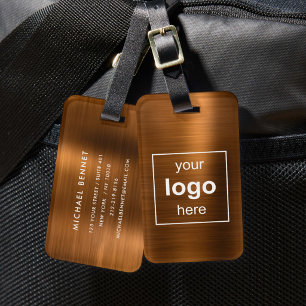 Etiqueta De Bagagem Logotipo Personalizado Monograma em Metal Cobre Es