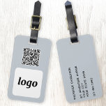Etiqueta De Bagagem Logotipo QR Código azul claro Promocional comercia<br><div class="desc">Logotipo simples e design de código QR para sua empresa. Substitua o logotipo, o URL de destino do código QR e os detalhes do nome e endereço com o seu próprio - ou deixe o vazio traseiro. Altere a cor de fundo na ferramenta design para personalizar. Ideal como um item...</div>