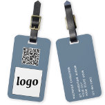 Etiqueta De Bagagem Logotipo QR Código Dusty Cinza azul Promocional co<br><div class="desc">Logotipo simples e design de código QR para sua empresa. Substitua o logotipo, o URL de destino do código QR e os detalhes do nome e endereço com o seu próprio - ou deixe o vazio traseiro. Altere a cor de fundo de cinzas azuis empoeiradas na ferramenta design para personalizar....</div>