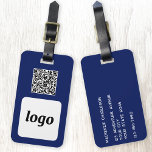 Etiqueta De Bagagem Logotipo QR Código Marinho Azul Promocional comerc<br><div class="desc">Logotipo simples e design de código QR para sua empresa. Substitua o logotipo, o URL de destino do código QR e os detalhes do nome e endereço com o seu próprio - ou deixe o vazio traseiro. Altere a cor de fundo na ferramenta design para personalizar. Ideal como um item...</div>