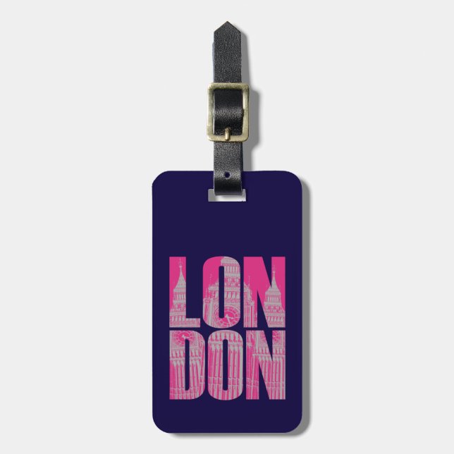 Etiqueta De Bagagem Londres Rosa (Frente Vertical)