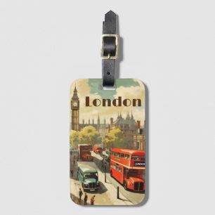Etiqueta De Bagagem Londres Vintage Big Ben Texto Personalizado