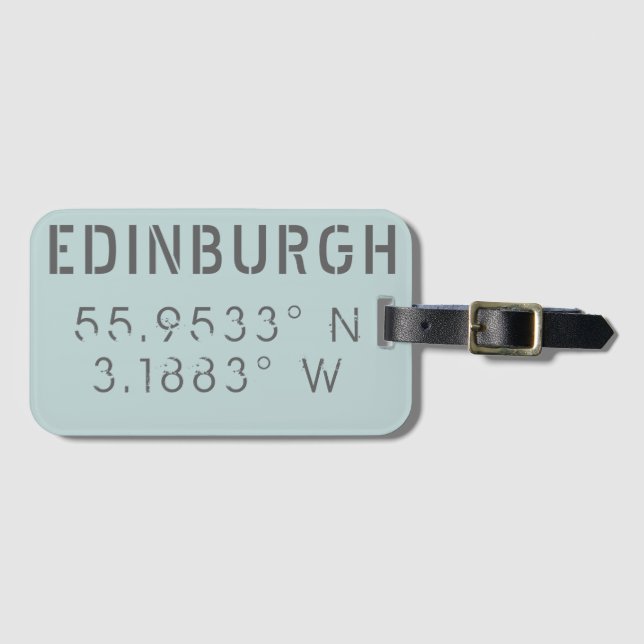 Etiqueta De Bagagem Longitude do Latitude de Edimburgo (Frente Horizontal)