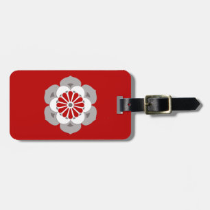 Etiqueta De Bagagem Lotus Flower Mandala, Vermelho Escuro, Cinzas e Lu