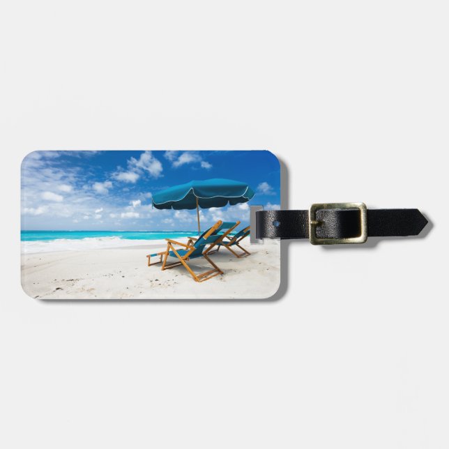 Etiqueta De Bagagem Lounges on the beach (Frente Horizontal)