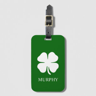 Etiqueta De Bagagem Lucky Four Folha Clover Green Irish Personalizado