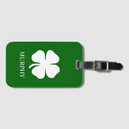 Etiqueta De Bagagem Lucky Four Folha Clover Green Irish Personalizado
