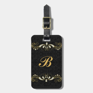 Etiqueta De Bagagem Lugar Falso Dourado E Látea Floral