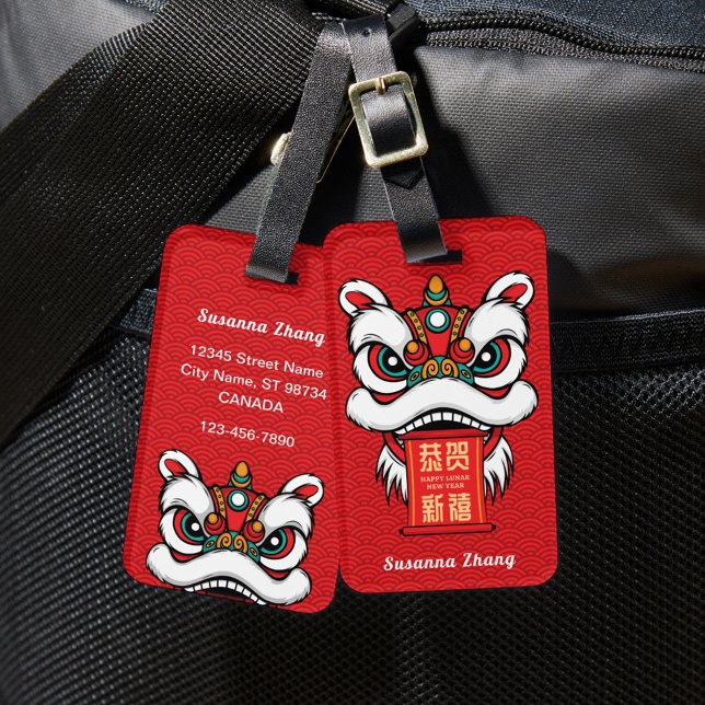 Etiqueta De Bagagem Lunar New Year Lion Dance with Banner (Criador carregado)