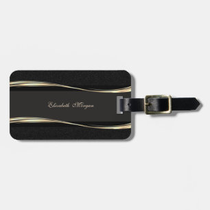 Etiqueta De Bagagem Luxo Elegante Moderno,Dourado,Preto =