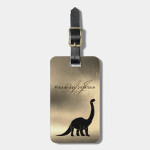 Luxo Elegante Monograma de Dinossauro Preto e Dour