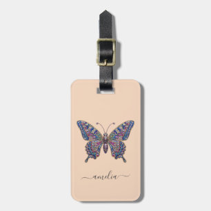 Etiqueta De Bagagem Luxo Personalizado Borboleta Brilhante Espumante