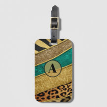 Luxury Emerald & Gold Safari Leopard Zebra Glitter