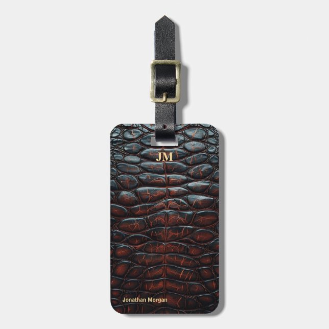Etiqueta De Bagagem Luxury Executive Monogram Premium Leather  (Frente Vertical)