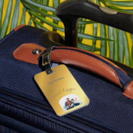 Etiqueta De Bagagem Luxury Gold Gradient Custom Photo & Name