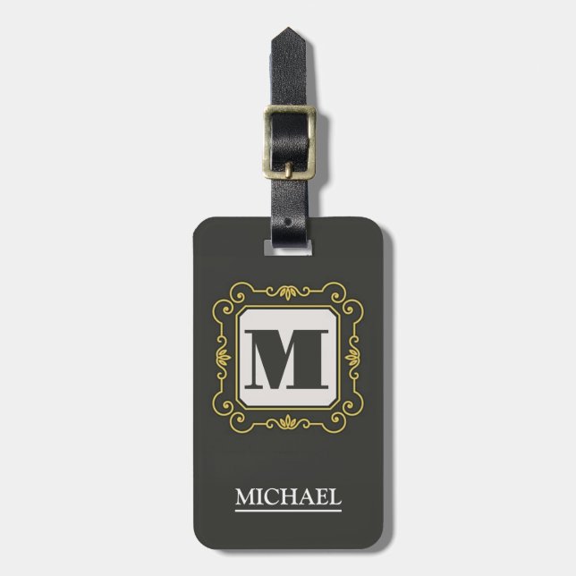 Etiqueta De Bagagem Luxury minimal Modern monogram (Frente Vertical)