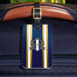 Etiqueta De Bagagem Luxury Royal Blue and White Monogram