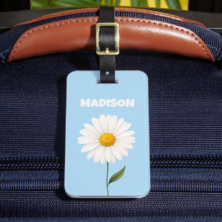 Etiqueta De Bagagem Luz Macia Personalizada Flor Branca Azul Céu Féria