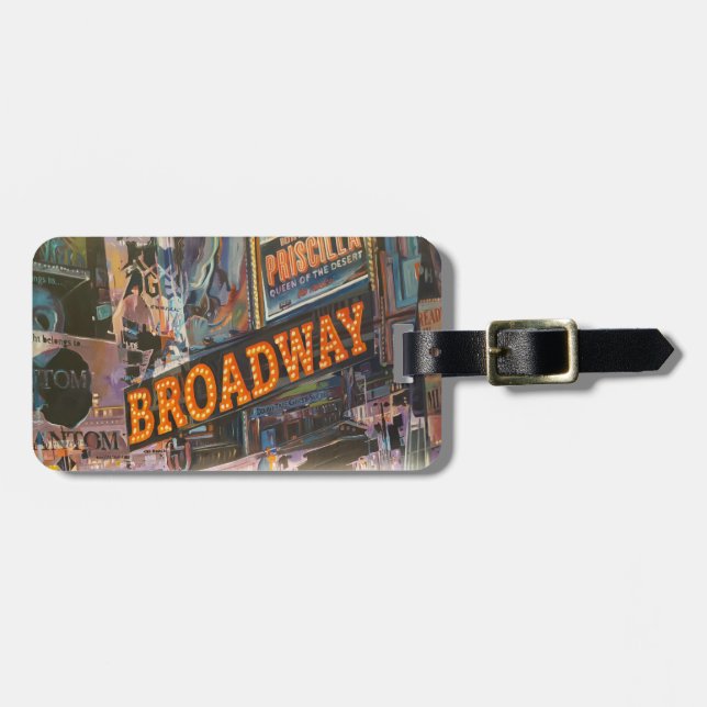 Etiqueta De Bagagem Luzes de Neon da Broadway (Frente Horizontal)