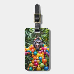 Etiqueta De Bagagem Macaco Colorido Feliz Fantasy