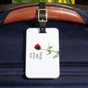 Etiqueta De Bagagem Mãe 100ª Rosa vermelha de aniversário Personalizad