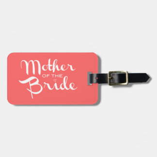 Etiqueta De Bagagem Mãe de Bride Retro Script Branco em Pêssego
