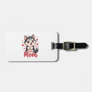 Etiqueta De Bagagem Mãe de Cachorro Husky Design Fofo Kawaii