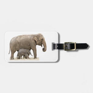 Etiqueta De Bagagem Mãe e Elefante Bebê