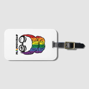 Etiqueta De Bagagem Mãe Orgulhosa Coque de Cabelo Desgrenhado Bandeira