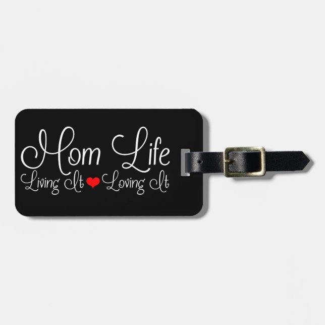 Etiqueta De Bagagem Mãe vida personalizada negra (Frente Horizontal)