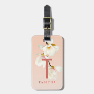 Etiqueta De Bagagem magnólia floral rosa feminino moderna personaliza