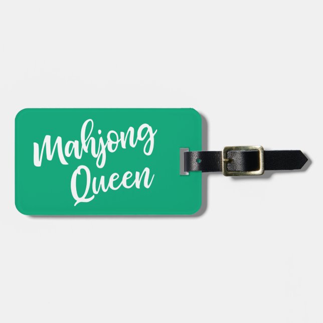 Etiqueta De Bagagem Mahjong Queen Personalized Name in Green (Frente Horizontal)