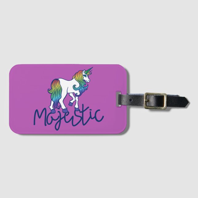 Etiqueta De Bagagem Majestic Retro Rainbow Unicorn (Frente Horizontal)