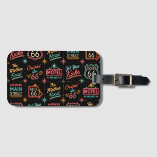 Etiqueta De Bagagem Mala de Viagem Estilo Neon Route 66