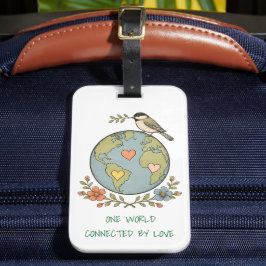 Etiqueta De Bagagem Mala de Viagem Vintage Um Mundo Conectado Pelo Amo